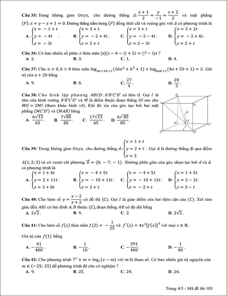 Mã đề 103 (trang 4)